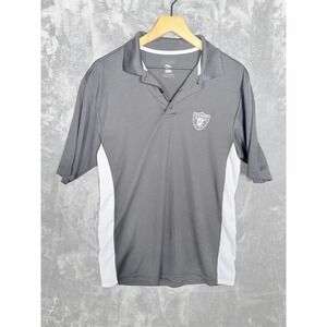 Raiders Mens Polo Shirt M Black White Performance Short Sleeve Athletic Top